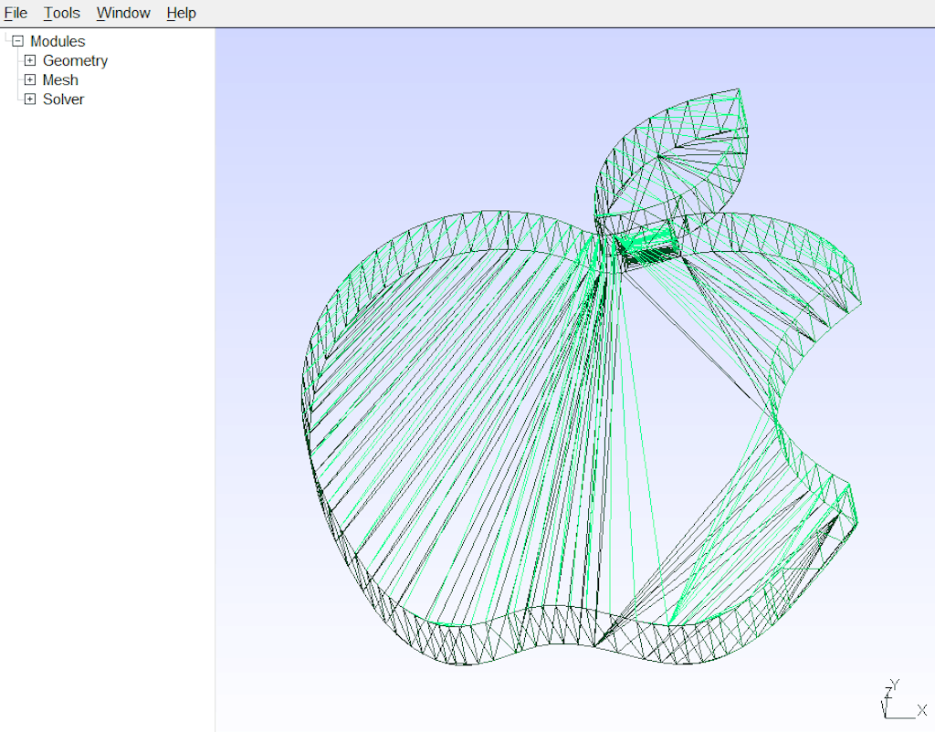 Geometry in the GMSH UNV converter software