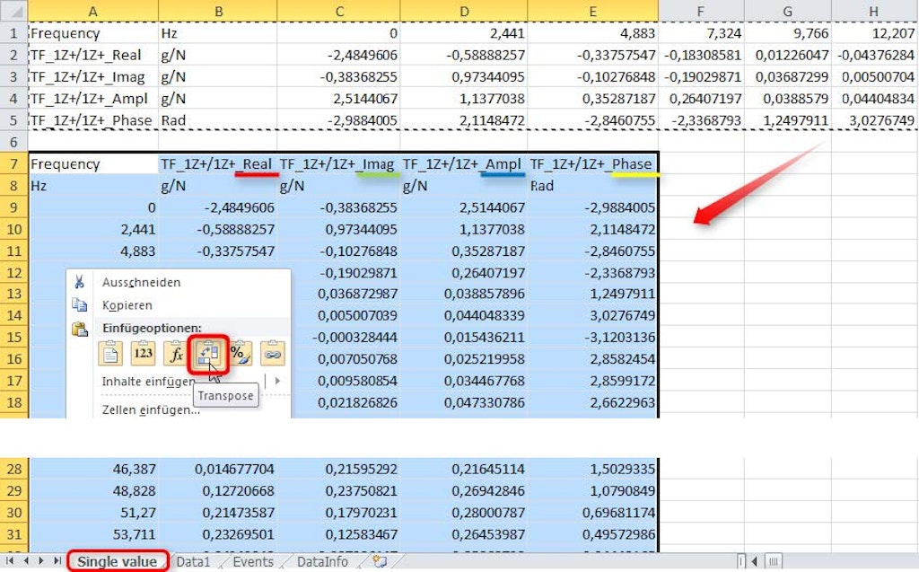 Export of complex data to MS Excel