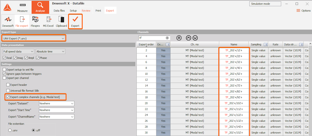 Exporting to UNV file format