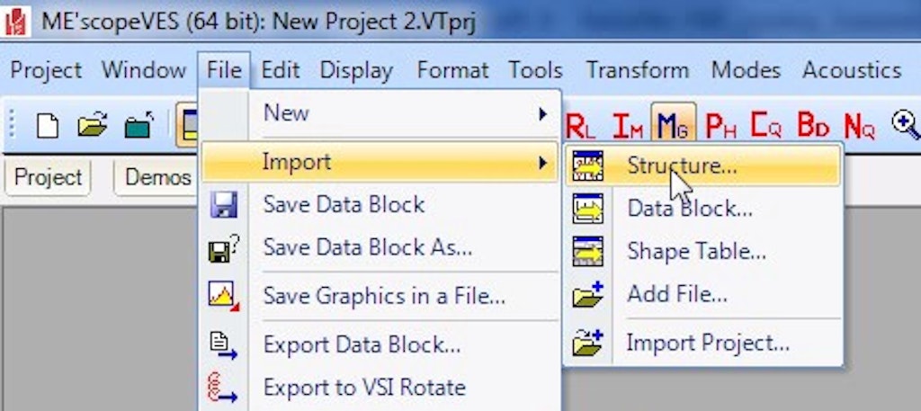 Import the structure to ME Scope