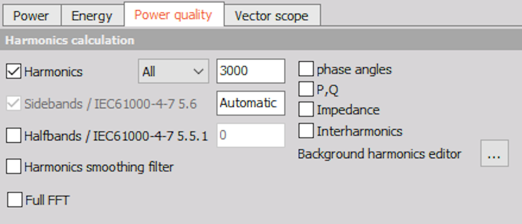 Harmonic measurement options in the power module