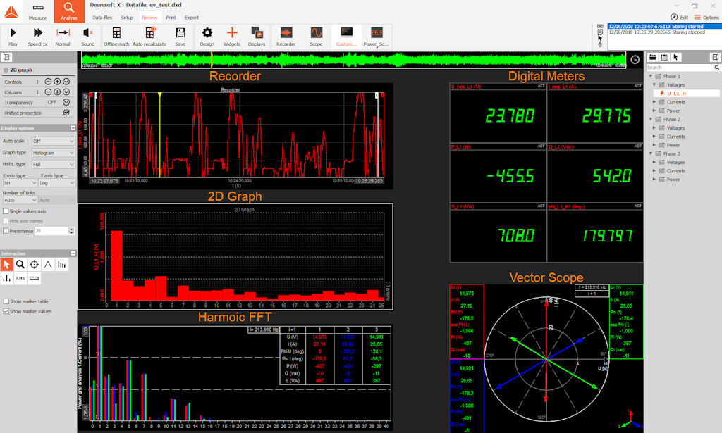 Display options for the measurement screen in the power module