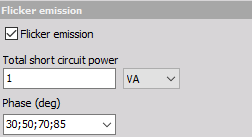 Flicker emission options in the power module Flicker emission options in the power module