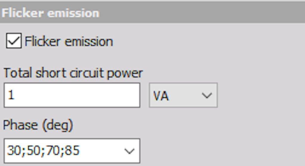 Flicker emission options in the power module
