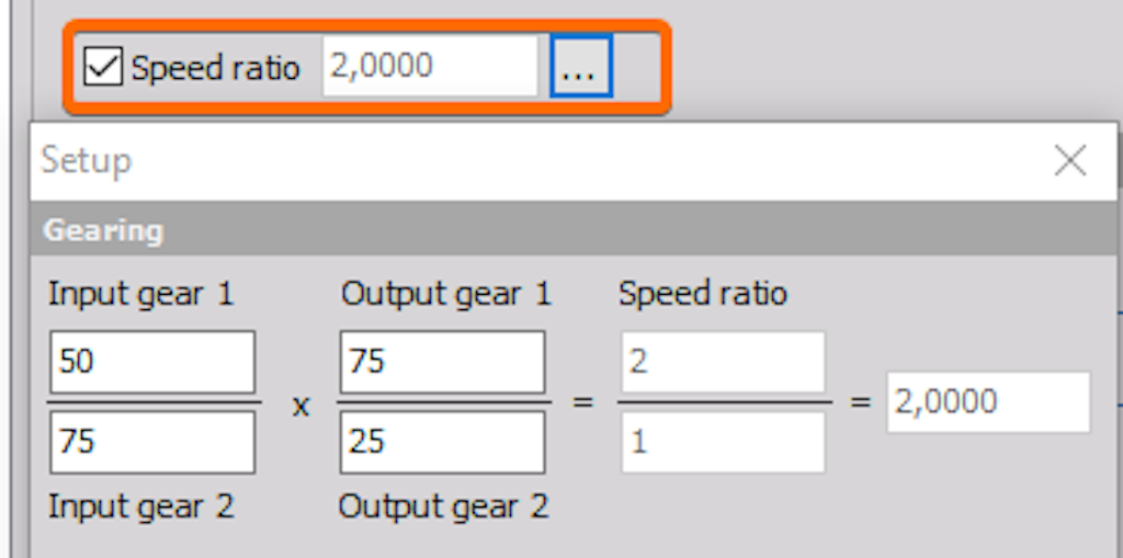 Speed ratio settings, found under Frequency channel setup