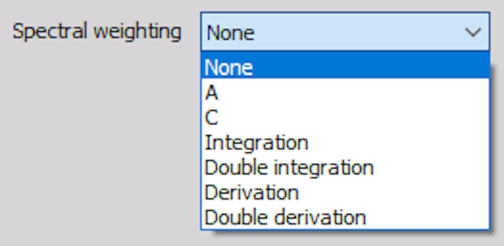 Spectral weighting types supported directly in the Order analysis module