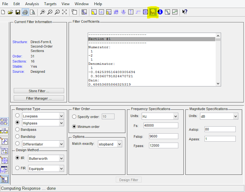 Matlab Filter Design & Analysis Tool