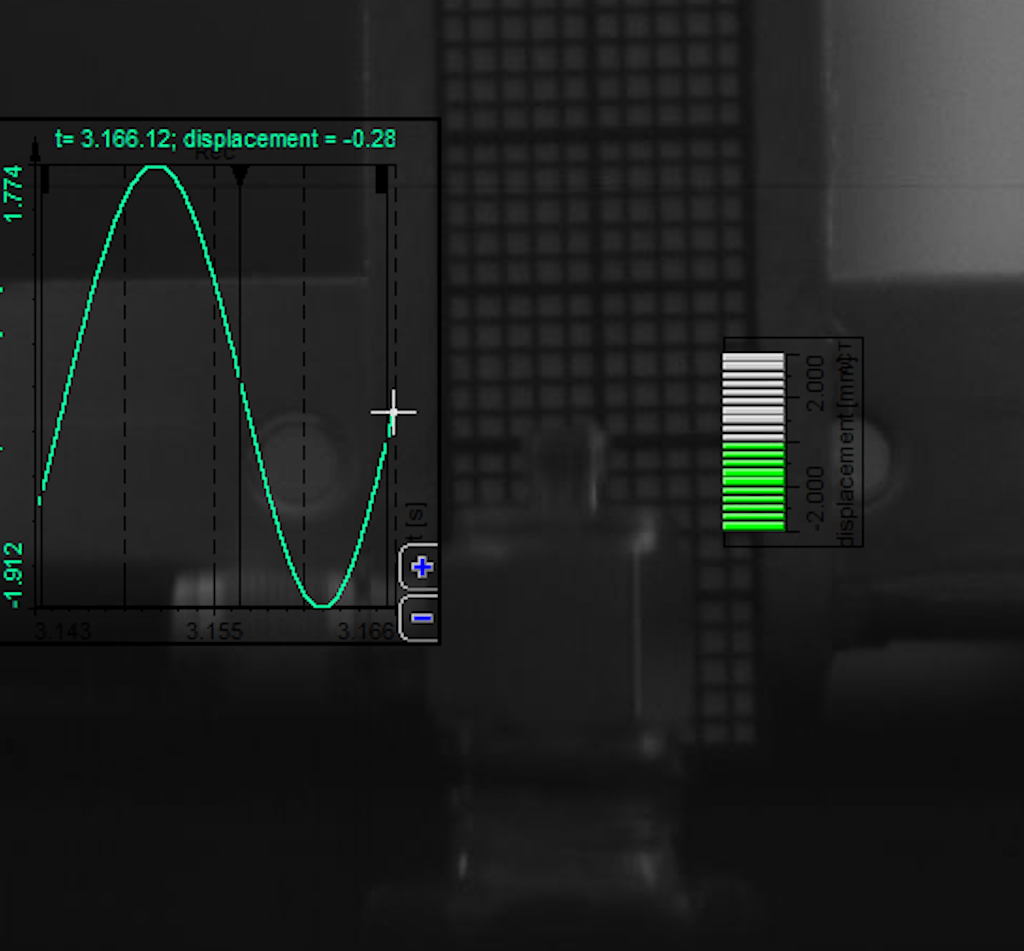 Calculated displacement and recorded displacement in the middle position