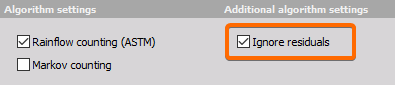 Ignore residuals checkbox Ignore residuals checkbox