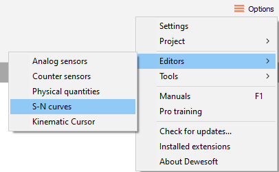 S-N curve editor S-N curve editor