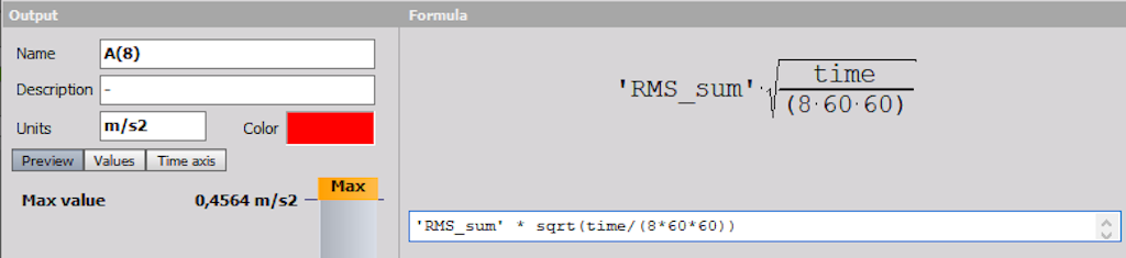 A(8) calculation with Formula setup in Dewesoft