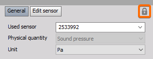 Lock icon to enter the sensor editor Lock icon to enter the sensor editor
