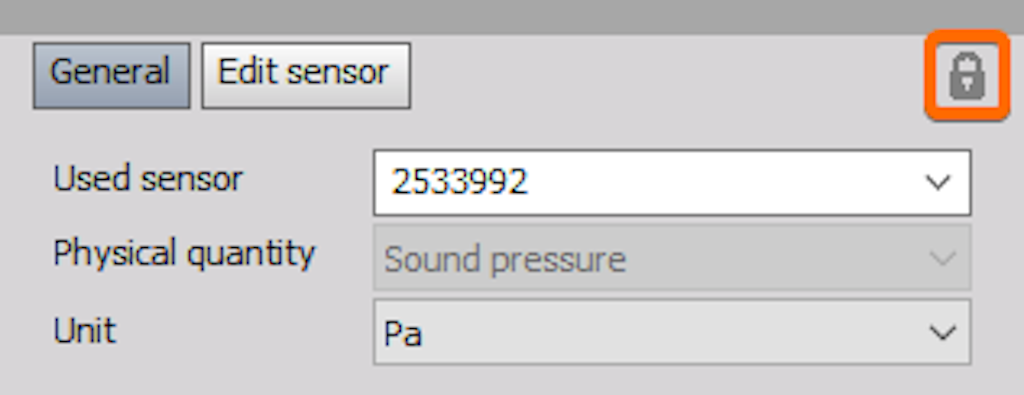 Lock icon to enter the sensor editor