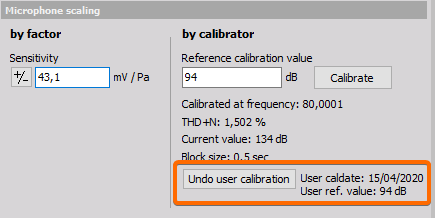 Undo user calibration Undo user calibration
