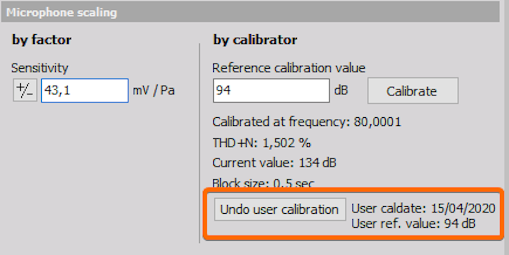 Undo user calibration