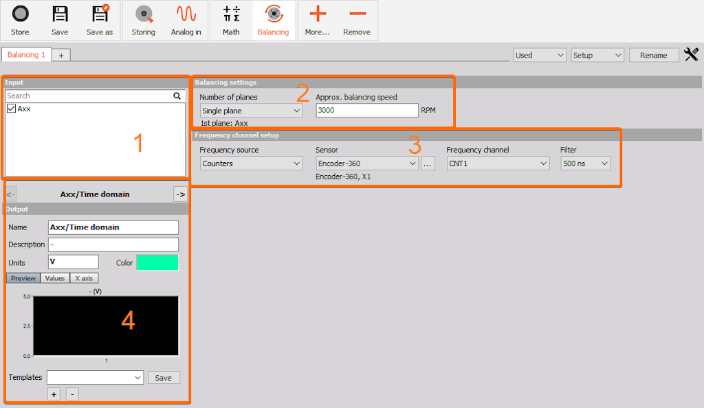 Channel setup of the balancing module Channel setup of the balancing module