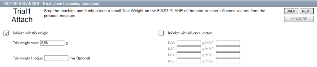 Attaching a trial weight on the first plane Attaching a trial weight on the first plane