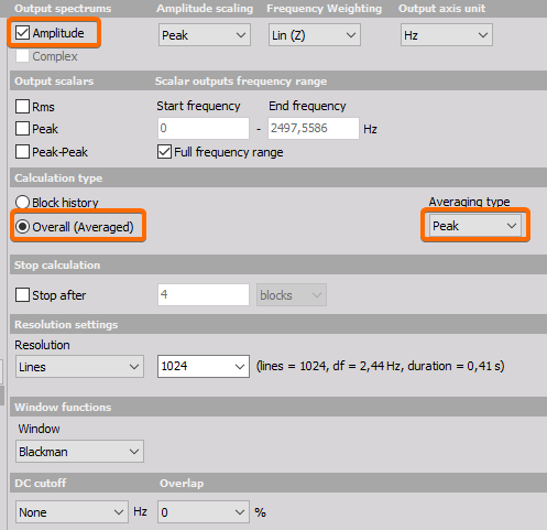 FFT analysis setup FFT analysis setup