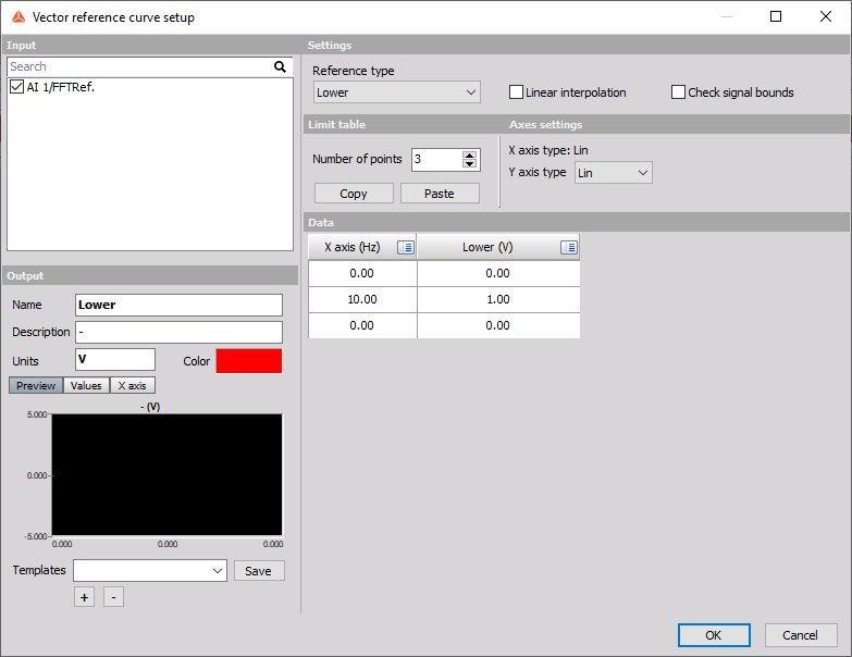 Vector reference curve setup Vector reference curve setup