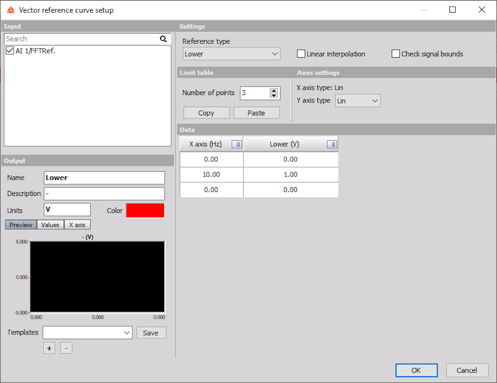 Vector reference curve setup