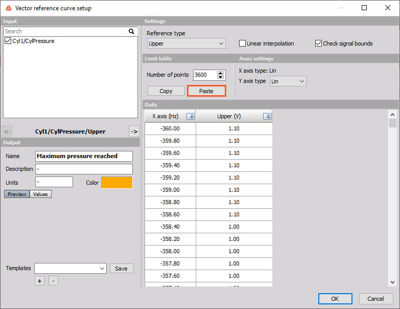 Paste CEA scope data as the vector reference curve Paste CEA scope data as the vector reference curve