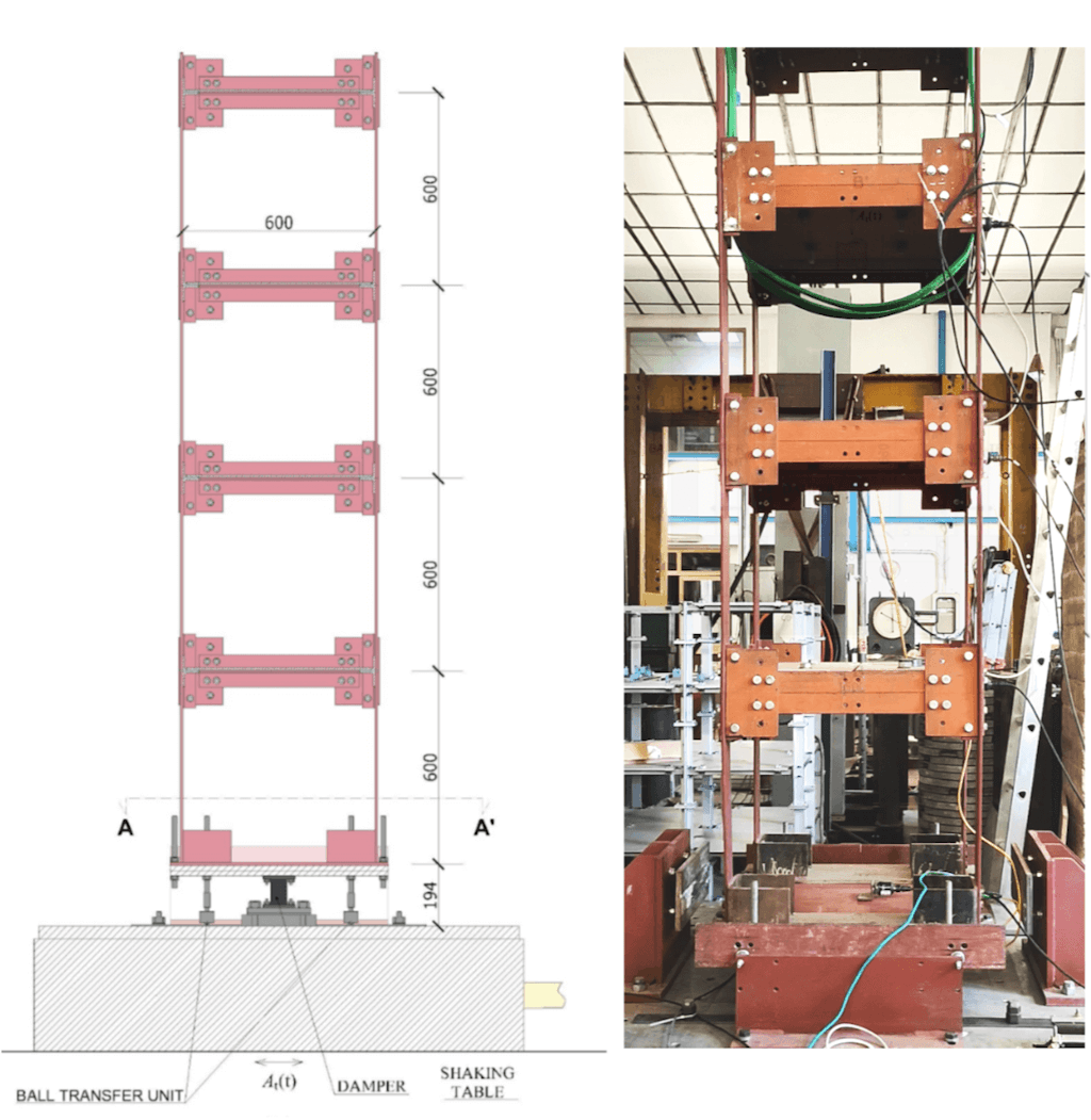 Figure 2. The model on the shaking table.