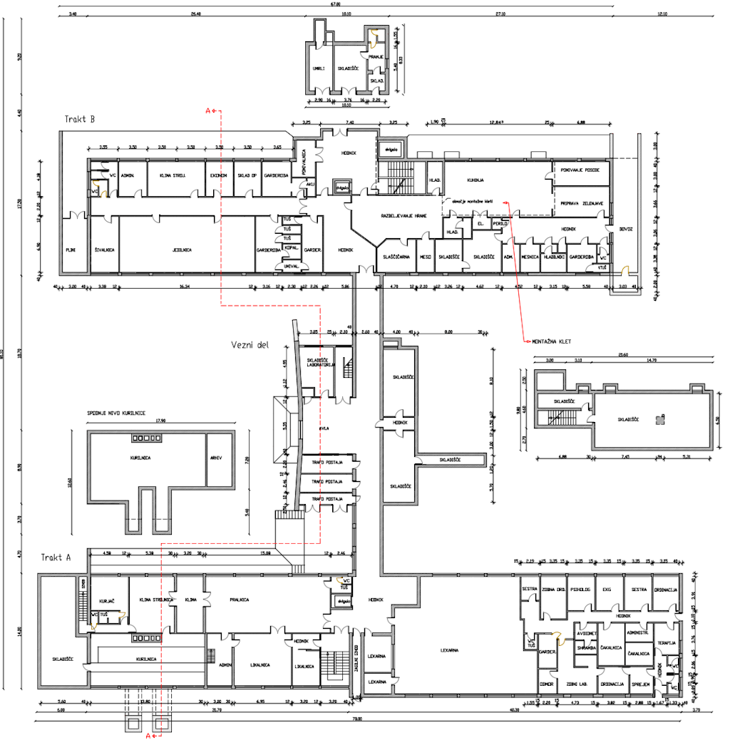 Abb. 2: Grundriss des Dr.-Peter-Držaj-Krankenhauses