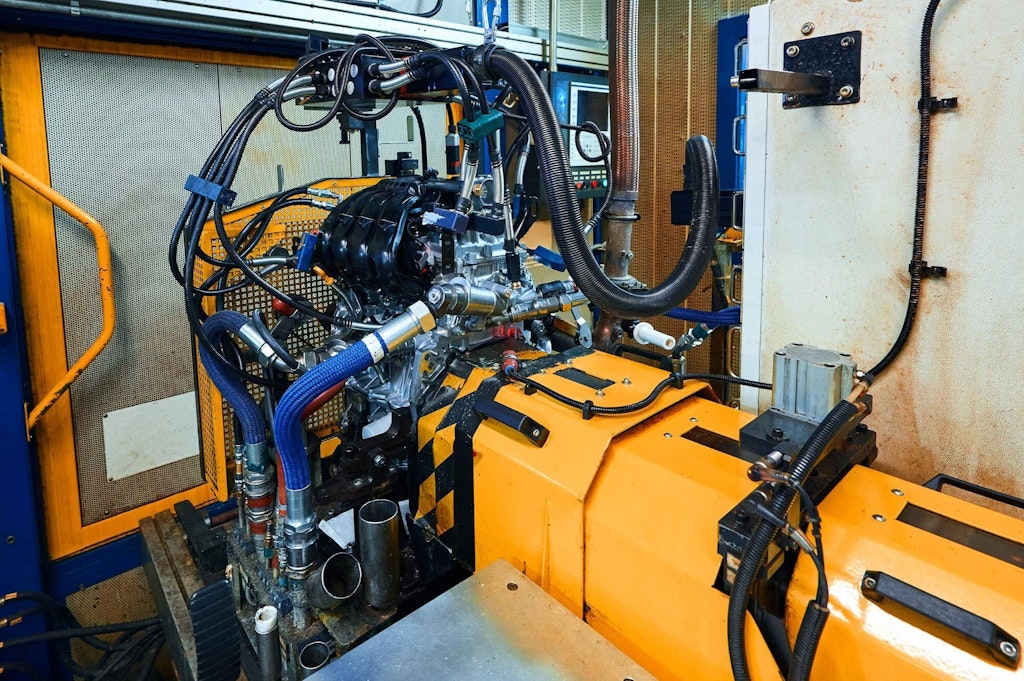 A typical internal combustion engine test bench