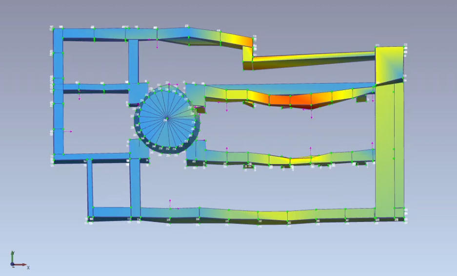 Figura 12. Primo modo di vibrare identificato: 3,41 Hz.