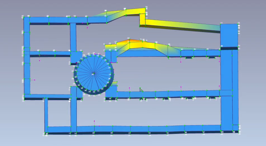 Figura 13. Secondo modo di vibrare identificato: 22,7 Hz