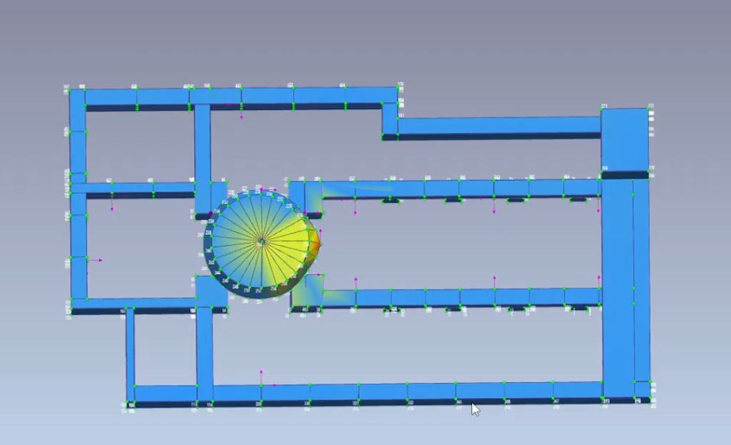 Figura 14. Il terzo modo di vibrare: 24,25 Hz.