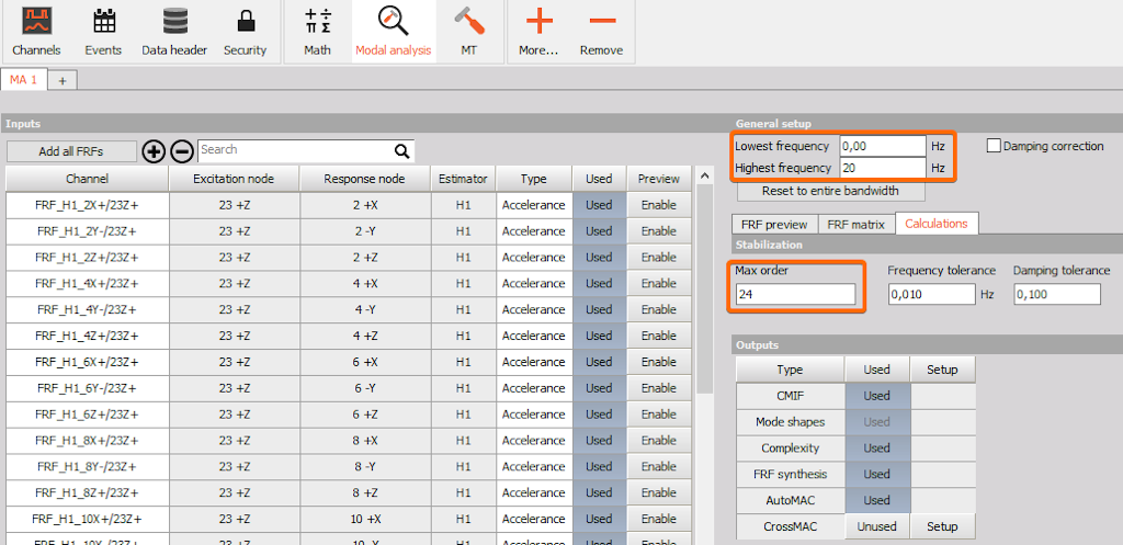 Figure 17. The modal analysis setup.