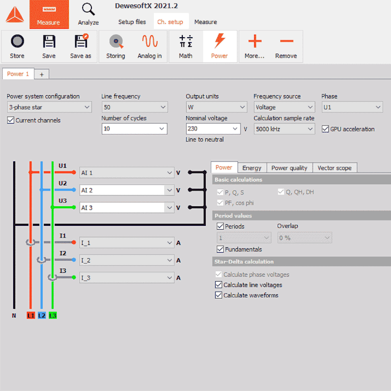 Dewesoft Software Example Electrical Power Analysis | Dewesoft
