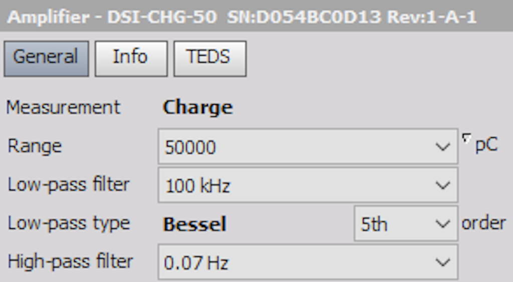 Amplifier setup for DEWE-43 and  DSI-CHG-50 adapter