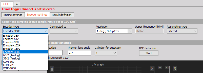 Selecting proper encoder type from a drop-down menu Selecting proper encoder type from a drop-down menu