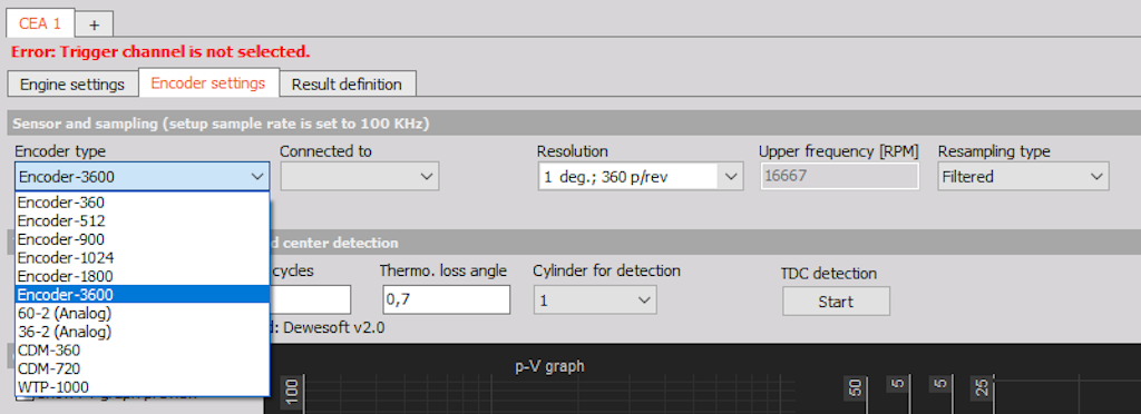 Selecting proper encoder type from a drop-down menu