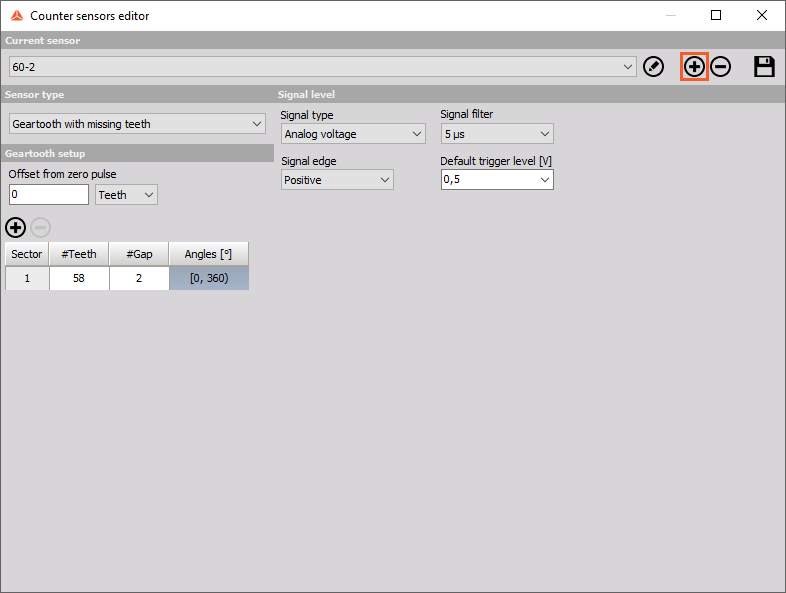 Counter sensor editor Counter sensor editor