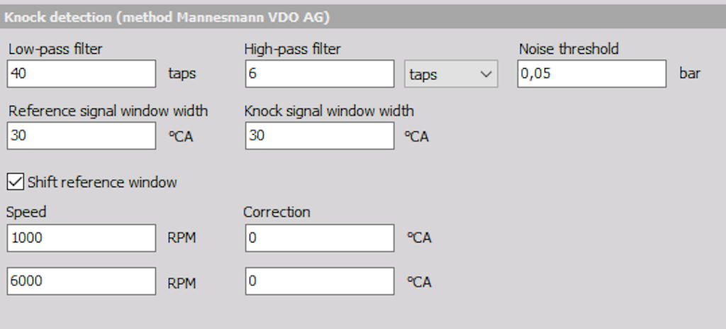 Knock detection settings