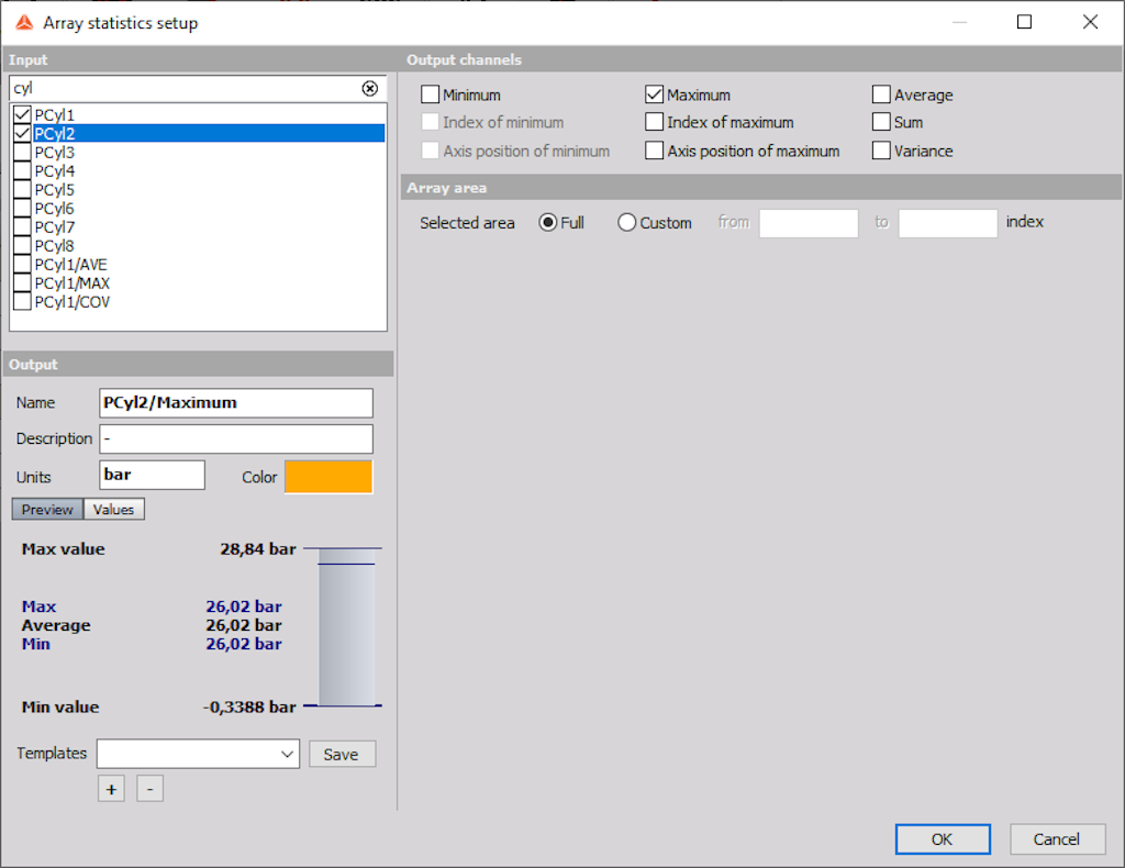 Array statistics output is always a single value calculated for each vector