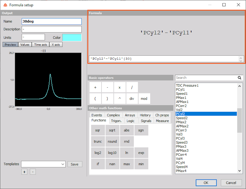 Formula setup with the CEA channels