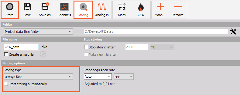 Choose the storing type Choose the storing type