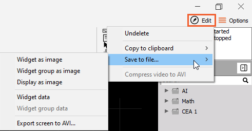 Save to file option which allows you copying data and images Save to file option which allows you copying data and images