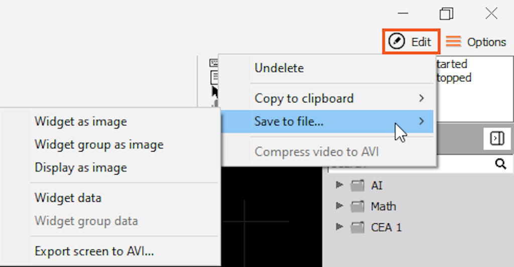 Save to file option which allows you copying data and images