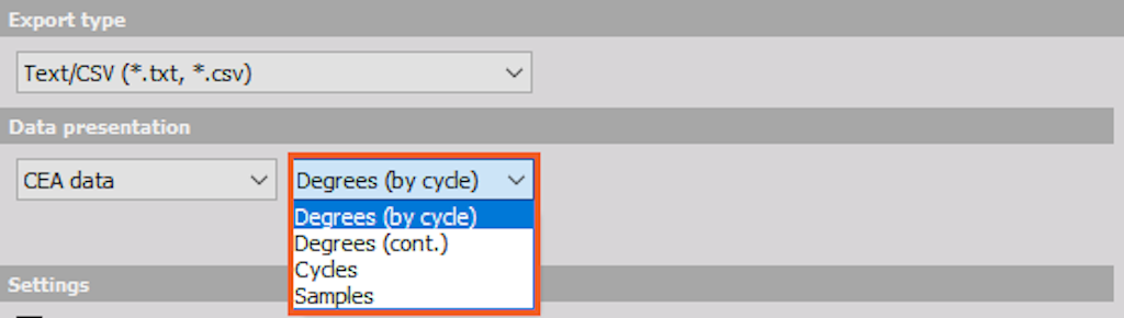 Defining the x-axis base for CEA export