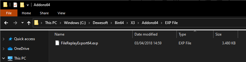 File location for FileReplayExport file File location for FileReplayExport file