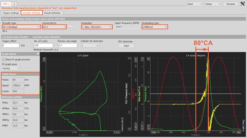 Encoder settings without trigger offset