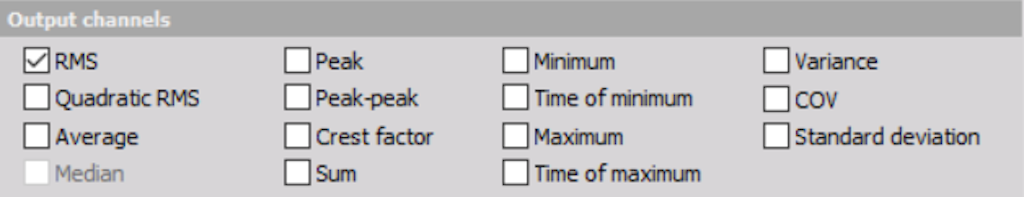 Calculation Output channel options