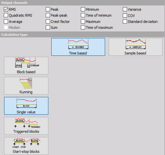 Single value calculation type window Single value calculation type window