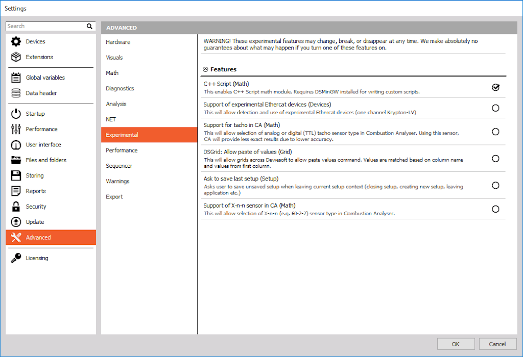 Open settings -> Advanced -> Experimental and enable C++ Script (Math) option
