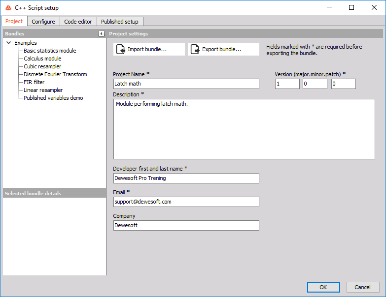 Edit the Project tab of C++ Script Edit the Project tab of C++ Script